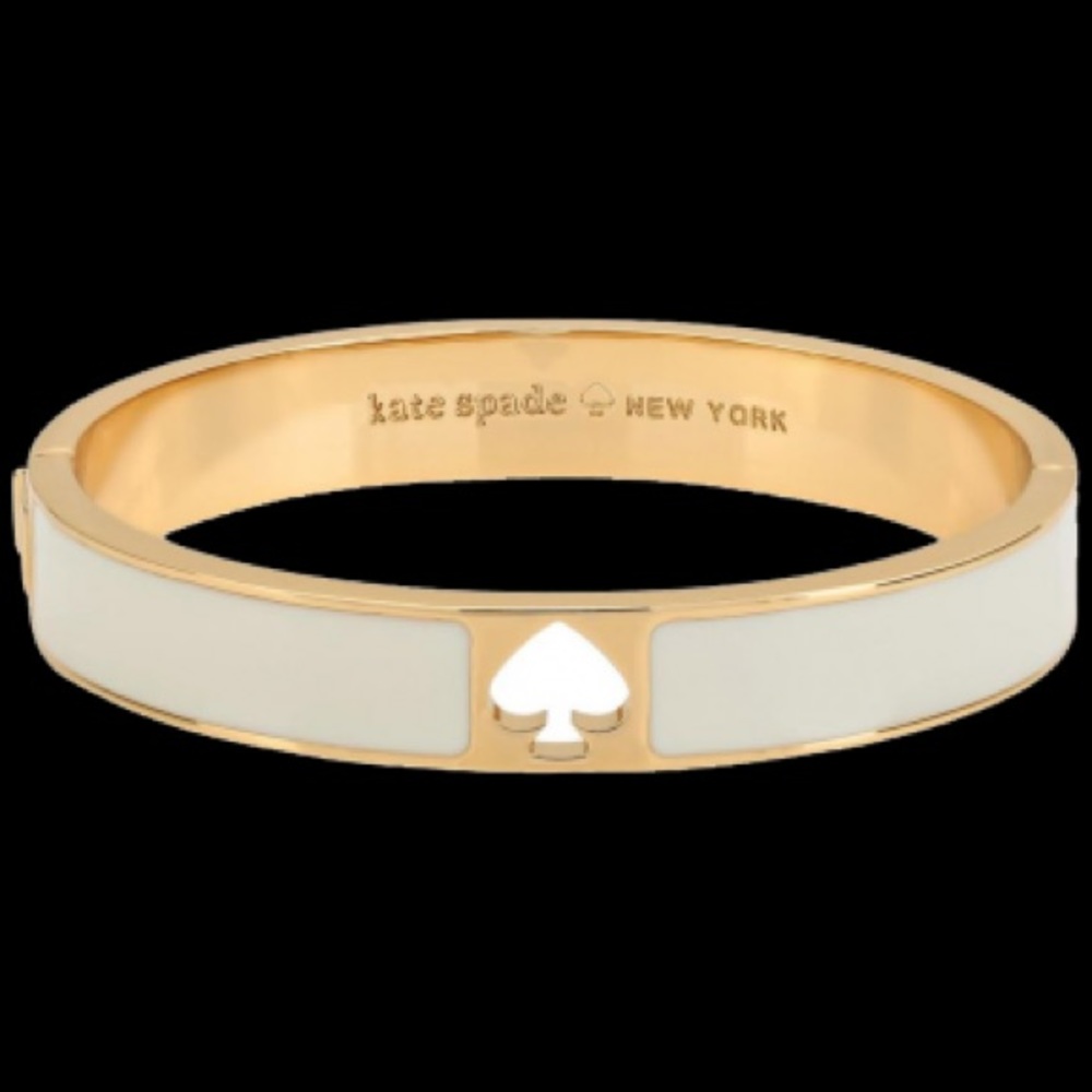 Hole Punch Hinge White Enamel Gold Cuff Bracelet